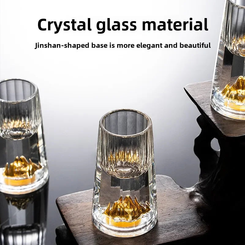 Chinese Baijiu Cup Crystal Glass Vertical Grain Design Small Alcohol Tasting Glass For Home Bar Gift Set Spirits
