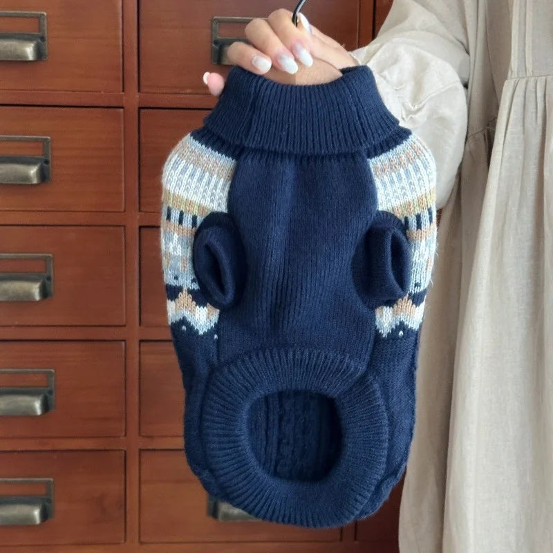 Fashion New Dog Sweater Warm Soft Dog Clothes Winter Puppy Knitted Turtleneck Retro Cat Sweater Pet Pullovers Schnauzer Outfits