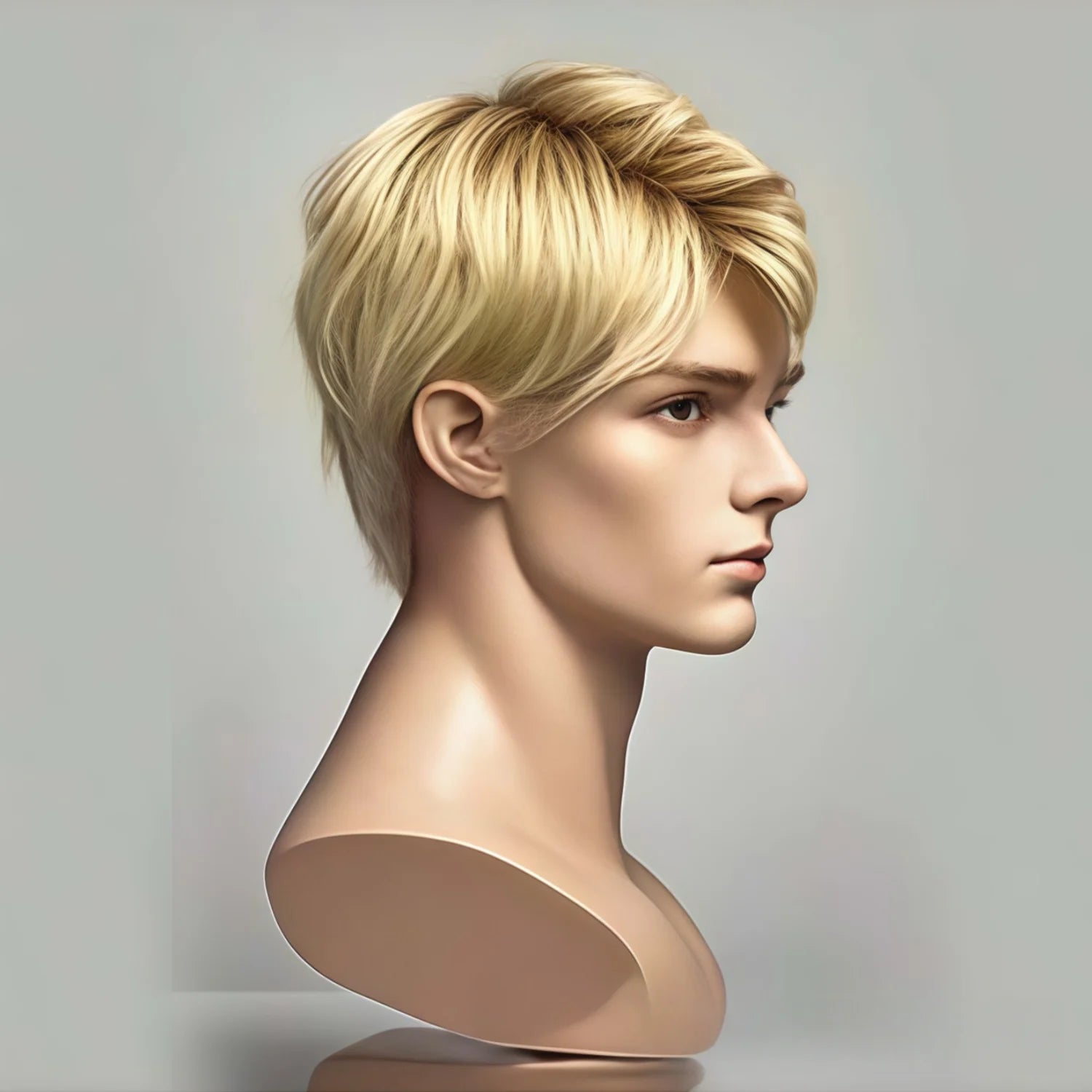 Men's Full Head Golden Synthetic Wigs, Heat Resistant Straight Style, Suitable for Stage Performances and Daily Wear