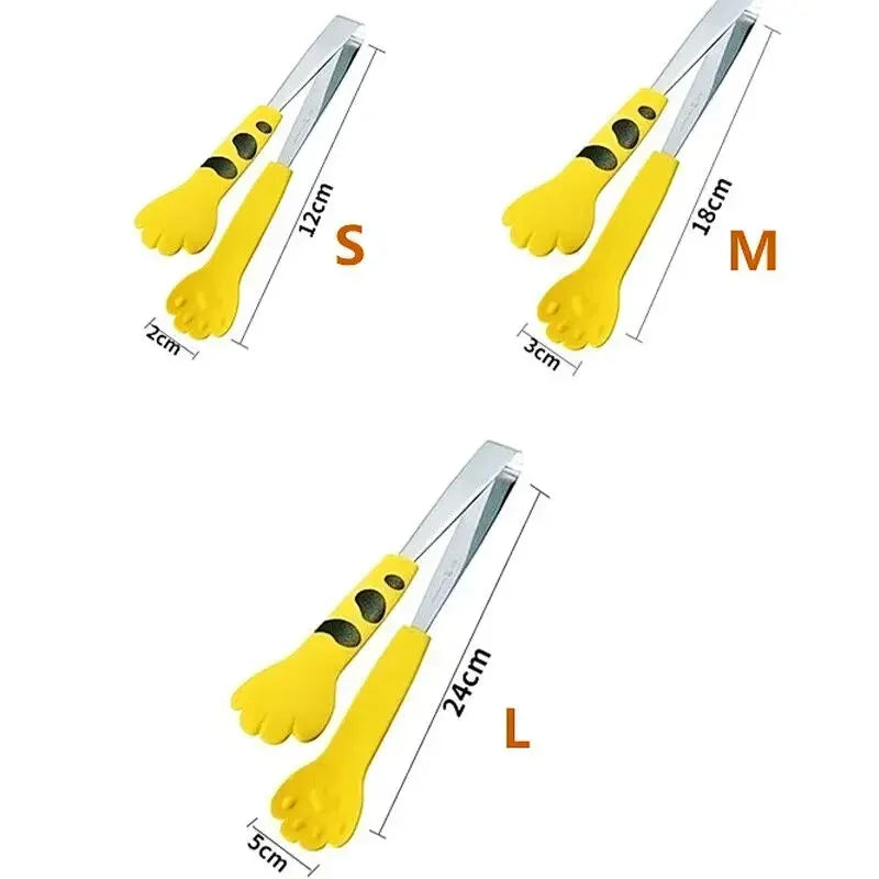 Japanese Cat Paw Shape Food Tongs Cute Cartoon Meal Tongs Stainless Steel Barbecue Tongs Sandwich Baking Clip Kitchen Gadgets
