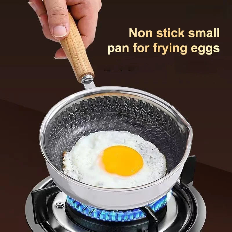 Outdoor Camping Stainless Steel Portable Pan, Non-Stick Omelette and Grill Pan