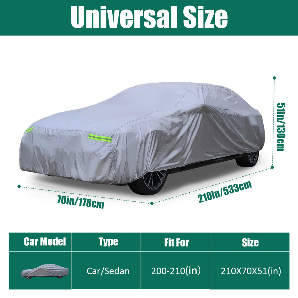 200"-210" Universal for Car Cover Waterproof All Weather Fit Sedan Length
