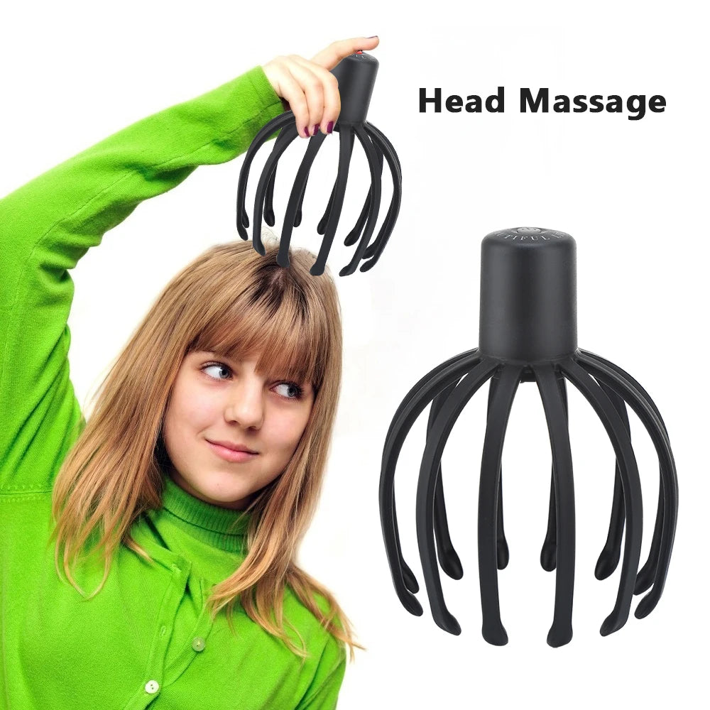Electric Octopus Claw Scalp Massager with 12 TPE 3D Arms 3 Speed Gears USB Charging 15-Min Auto-Shutoff Stress Fatigue Relief