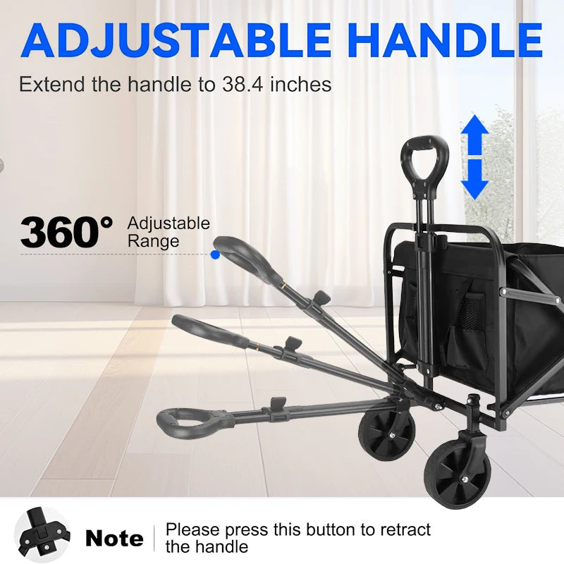 Foldable cart, Foldable trailer on wheels, Foldable trailer, Large capacity portable trailer, For shopping, sports, camping, gar