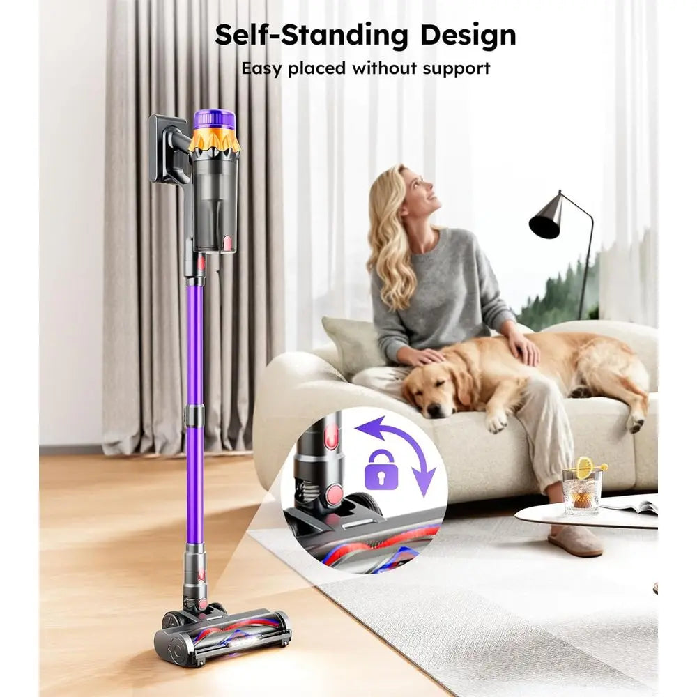 500W 50KPA Cordless Vacuum Cleaner with 60-Minute Run Time, LED Display, Anti-Tangle, Lightweight for Home and Pet Hair Removal