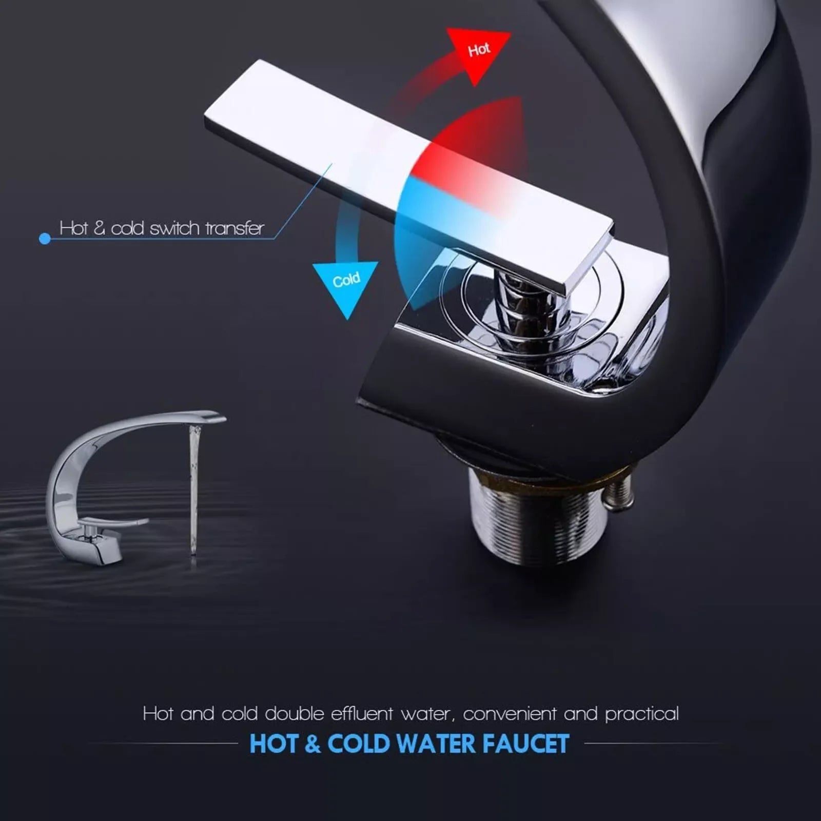 Chrome Basin Faucet  Washing Basin Mixer Deck Mounted Cold and Hot Bathroom Faucet