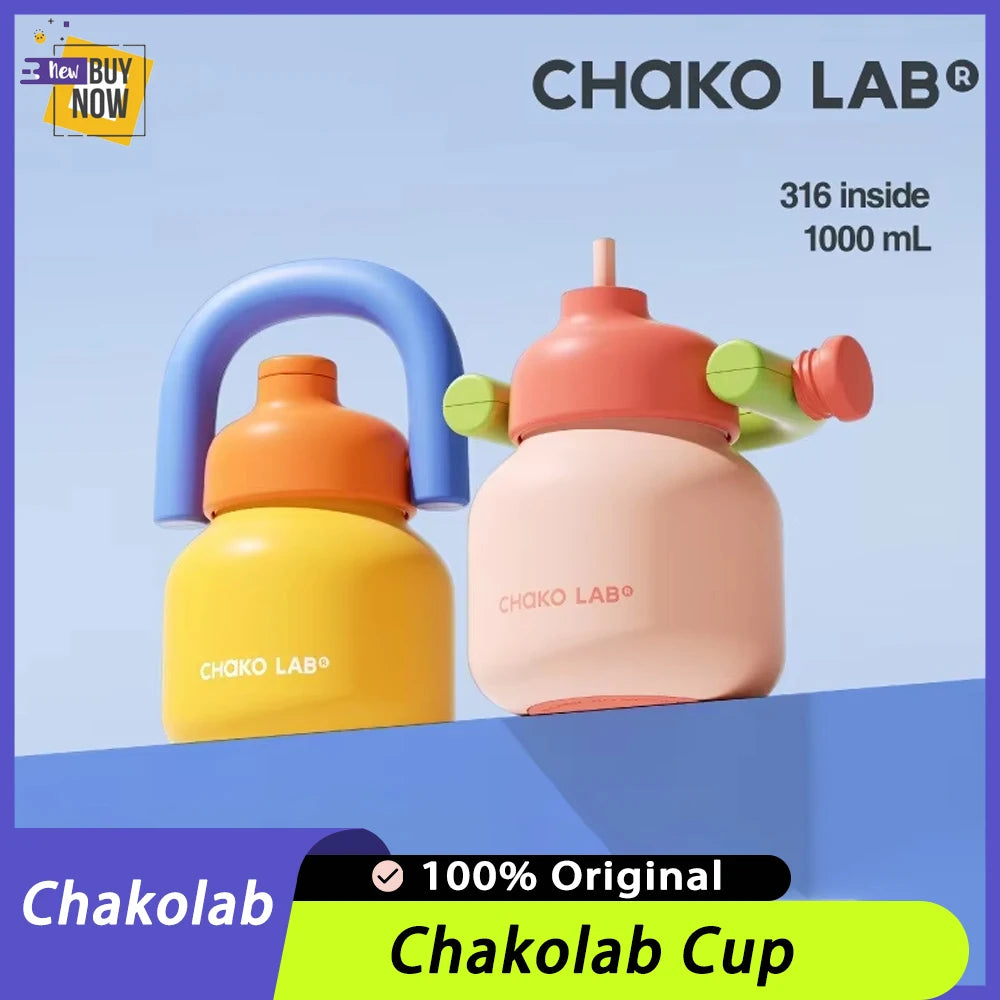 Chakolab Large Capacity Thermos Cup Cold Straw Portable Water Cup Female Birthday Gift Carrying Pot Keep It Cold and Hot Gifts