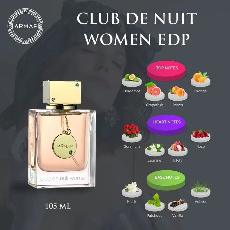 Armaf Club De Nuit for Women Eau de Parfum Spray 100 ML Lasting Floral Pheromones Perfume Cologne 3.6 Oz Original Arab Perfumes