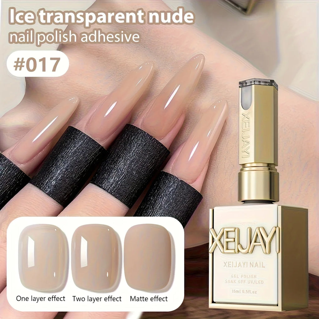1pc Professional Nude Pink Nail Gel Long Lasting Sheer Gel Polish with High Gloss Finish Off for UV/LED Lamp