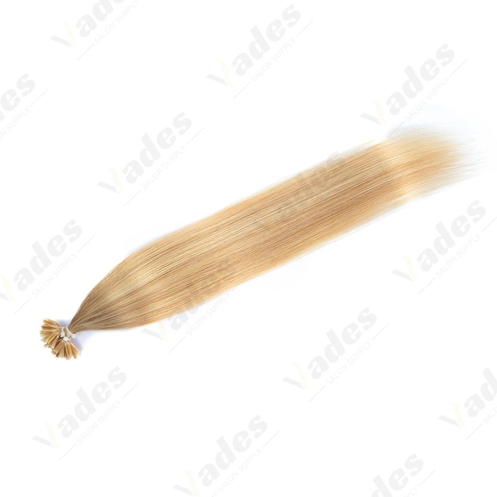 VEDES K Tip Hair Extensions Human Hair Keratin Pre Bonded Hot Fusion Nail Tip Balayage Natural Silky Straight Extensions 50G