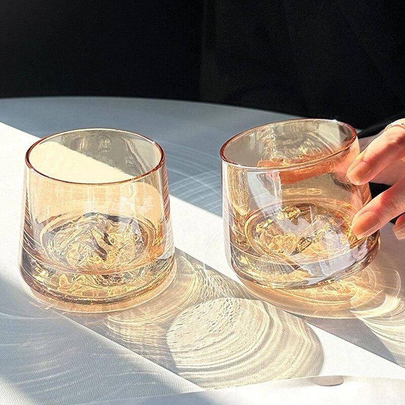 1/2pcs Mountain Glass Cup Whiskey Glass Transparent Guanshan Water Cup Beer Wine Bottle Milk Coffee Mug Aesthetic Cup