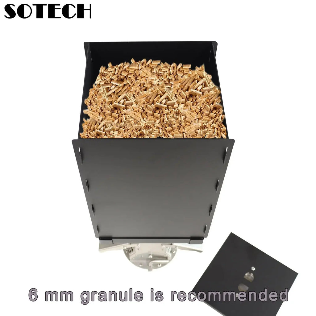 Stainless Steel Pellet Hopper Gravity Feed Fuel Storage for Pellet Stove Burner Outdoor Heater