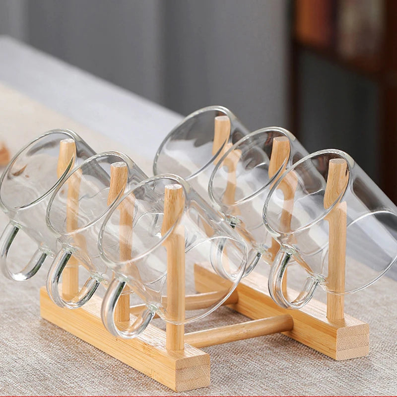 Coffee Cups Set of 6 High Borosilicate Glass 100ml/120ml Transparent Glasses with Handle High-temperature Resistant Teaware Mugs