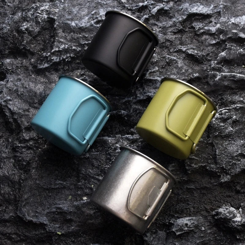 304 stainless steel Cup Mug 260ml Outdoor Water Cup Camping Picnic Water Mug Tableware with Foldable Handle