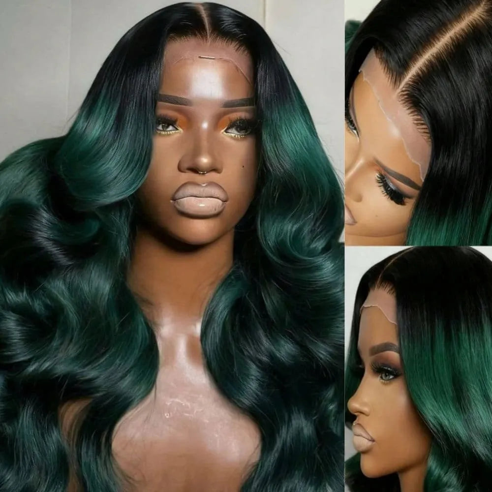 Green Body Wave Lace Front Wig Human Hair 13x4 HD Lace Front Wig Human Hair 200 Density Lace Front Wig Human Hair for Women