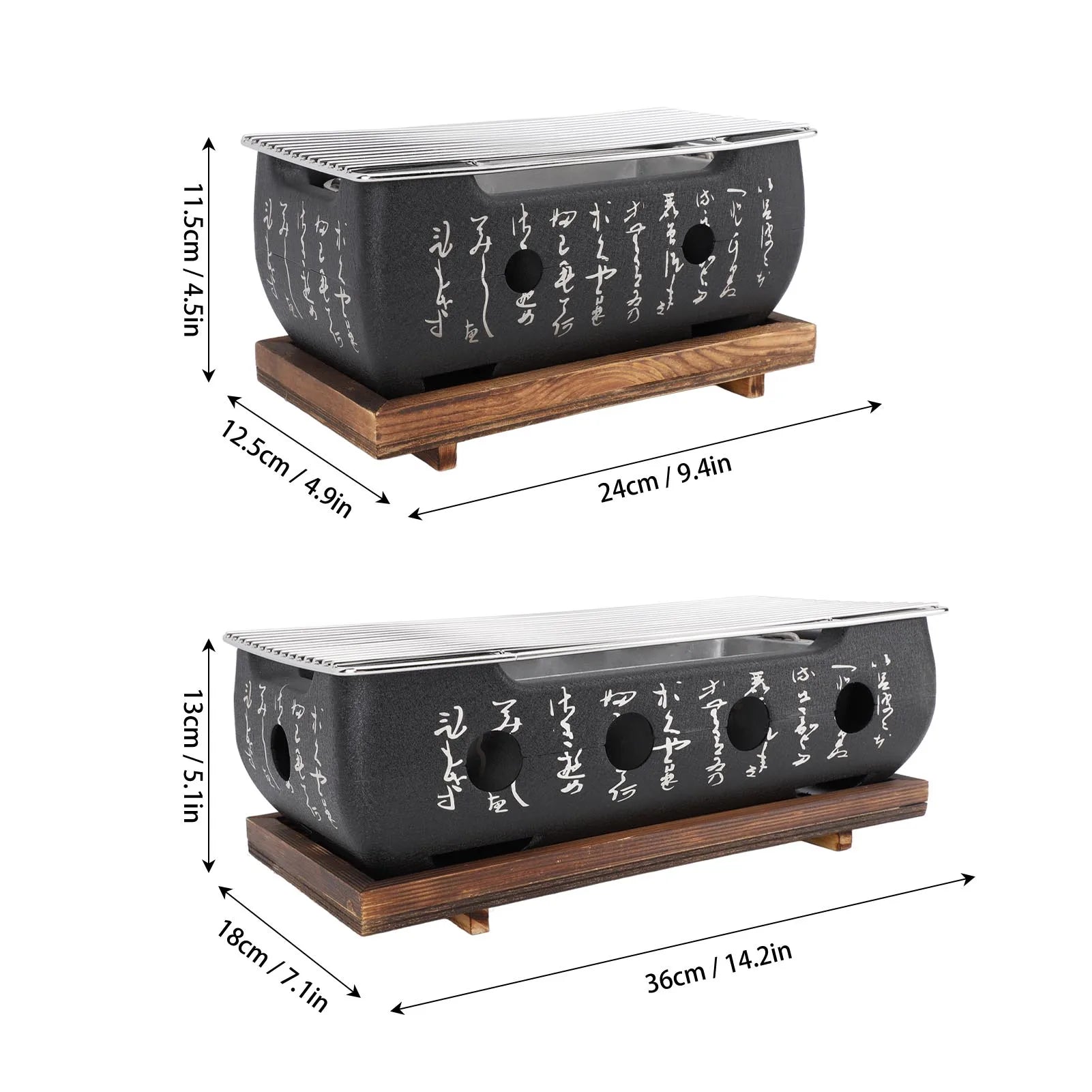 Japanese BBQ Grill Stove Rectangle Charcoal Barbecue Stove Quick Heating Aluminium Alloy Wire Grill Base for Camping