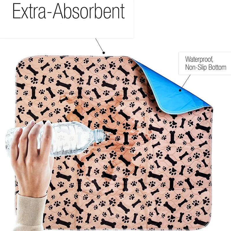 ZK20 Reusable Pet Urine Pad Washable Dog Cat Diaper Mat 3 Layer Absorbent Dogs Diapers Pads Bone Paw Print For Sofa Bed Floor