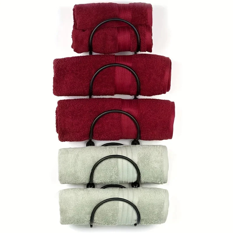 6-Piece Wrought Iron Towel Rack Wall-Mounted With Hooks Sturdy Easy Install Space-Saving For Bathroom Kitchen | 24-hour Shipping