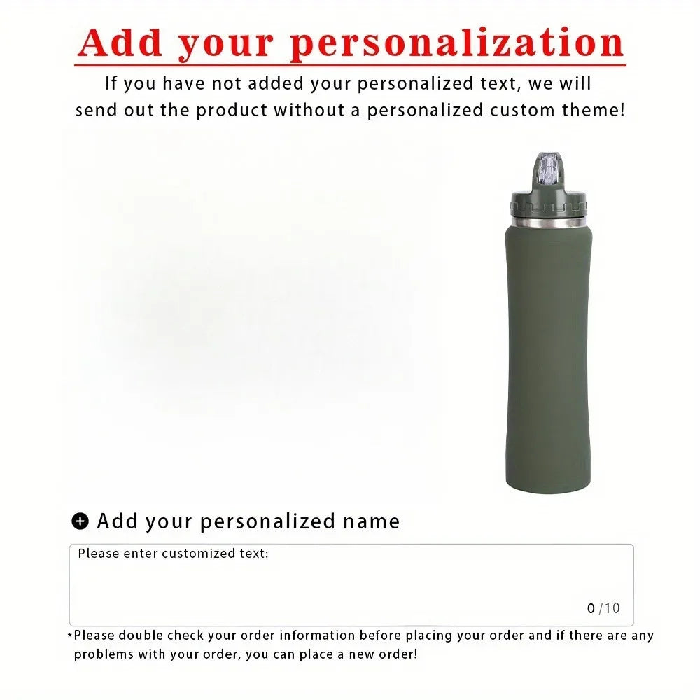 Personalized Insulated Stainless Steel Water Bottle with Straw - Engraved Fitness/Cycling Bottle, Perfect Gift for Men & Women