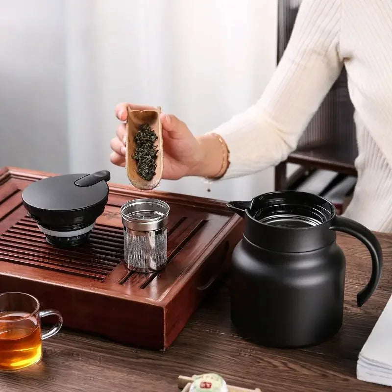 Stainless steel stewed teapot household large capacity with tea insulation kettle outdoor tea kettle coffee pot