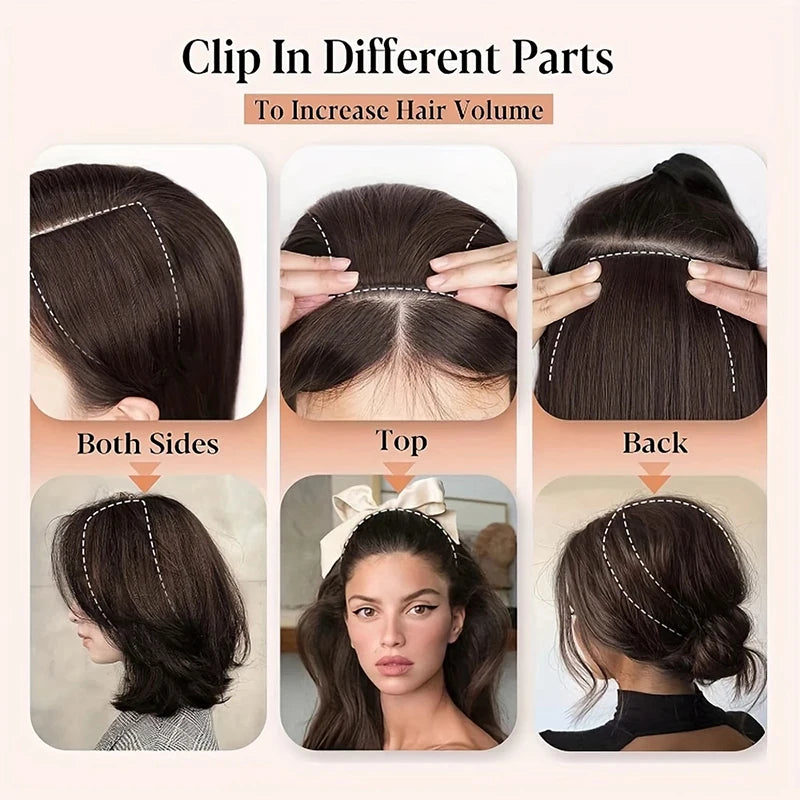 Synthetic Invisable Seamless Hair Pads Clip In Increase Hair Volume Hair Extensions Top Side Cover Hairpiece for Women