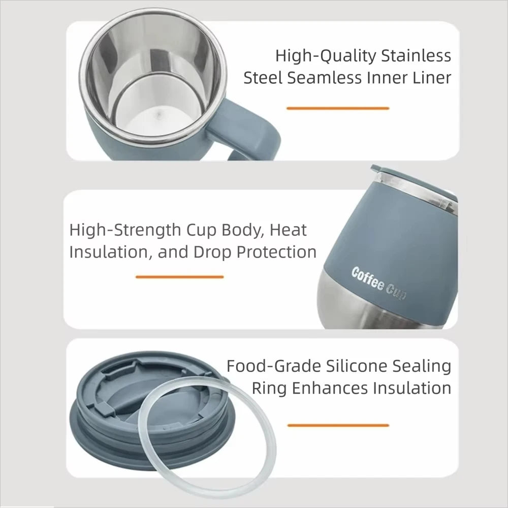 500ML Stainless Steel Vacuum Insulated Coffee Cup with Lid, Dual Wall Cold Hot Drink Thermos,Home Use,Durable & Leakproof Design