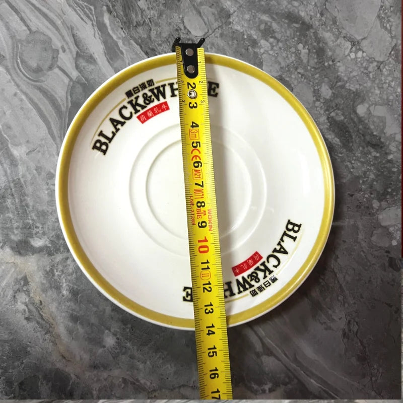 High Quali Cerc Bla And White Milk Tea Cup And Plate Hong Kong Sle Tea Restaurant Milk Coffee Cup Set Cute Cerc Cup