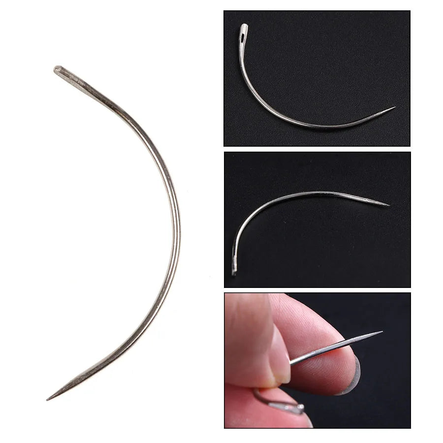Nunify 12Pcs/pack Wholesale Curved Needle For Hair Weaving Cap 6Cm C-Type Needles Tools C Shape Wigs Needles For Hair Extension