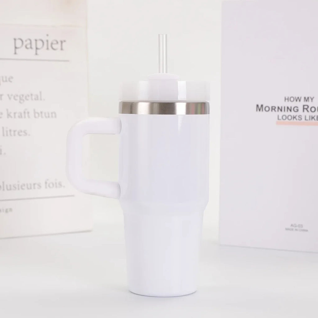 14oz Car Mug with Handle Double-layer Vacuum Coffee Cup Portable Sport Water Bottle 304 Stainless Steel Travel Thermal Cup