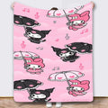 Sanrio Kawaii Flannel Blanket, My Melody & Kuromi Cute Print, Soft Cozy Throw Blanket for Bed & Sofa Cartoon Cute Room Decoratio