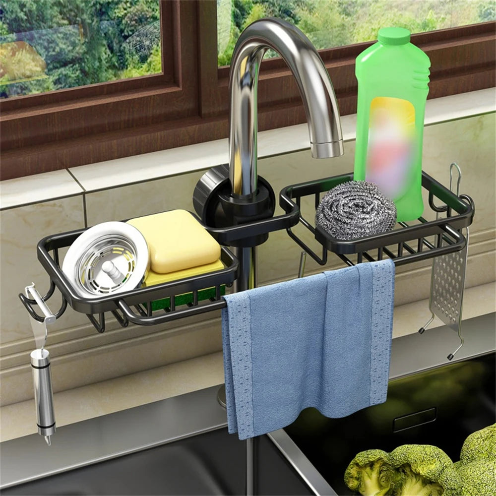 Kitchen Supplies Non Porous Detergent Storage Sponge, Two-Way Drainage Kitchen Cleaning Supplies Cloth Storage Rack