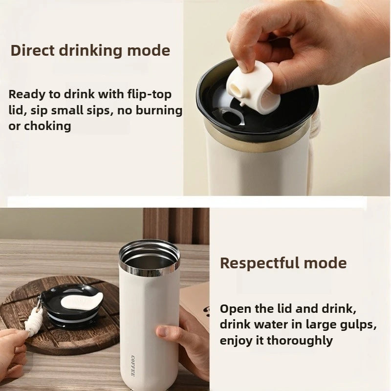 Vacuum Coffee Tumbler 350ml, Stainless Steel Thermal Mug, Leakproof with Handle for Travel water term Thermo bottle thermos cup