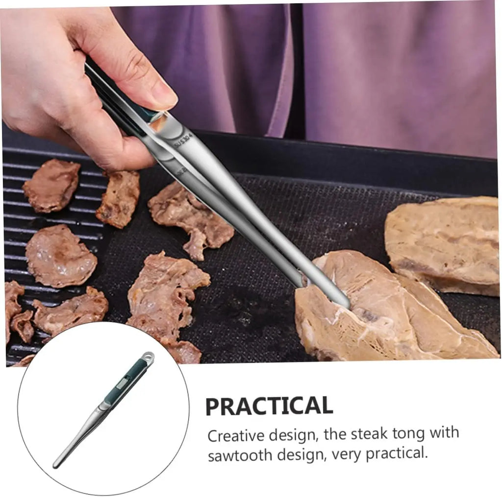 1pc 304 Food Tongs Cooking  Barbecue Meat Clip Cookware  Utility Tongs Stainless Steel Serving Clamp  Utensils for Kitchen