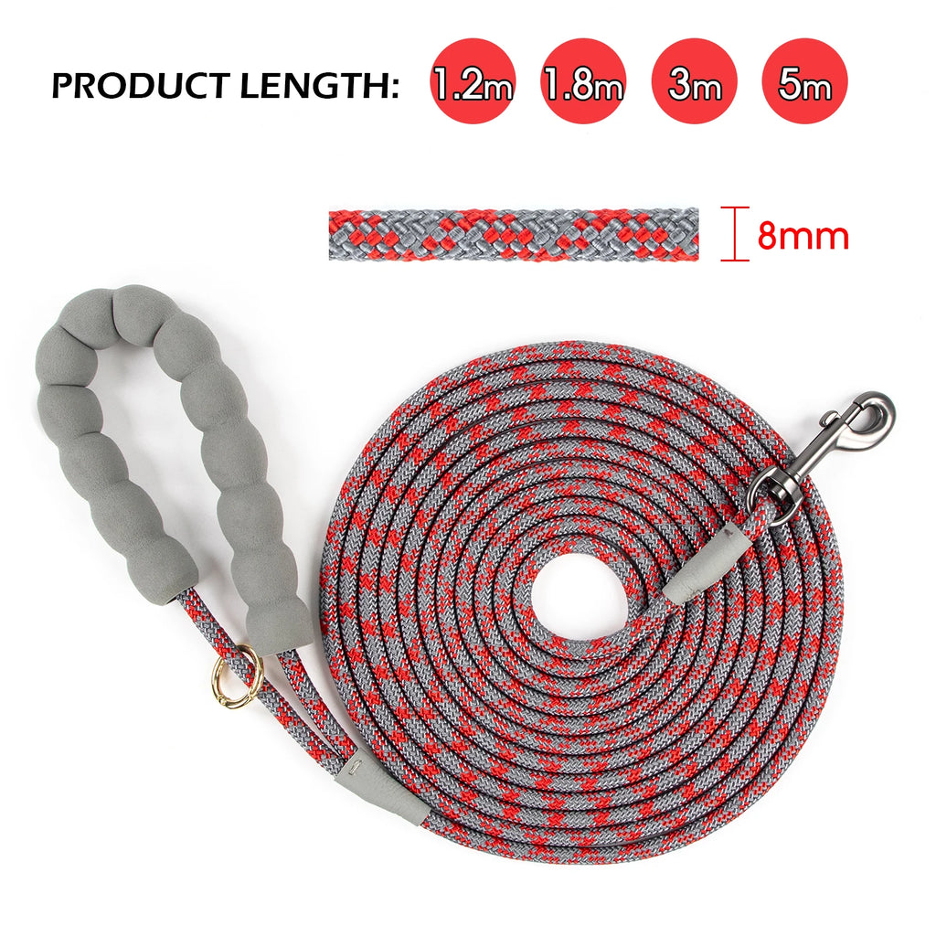 1.2M/1.8M/3M/5M Long Reflective Dog Leash Pet Lead for All Size Dogs Small Medium Large Breeds Reliable Pet Accessory