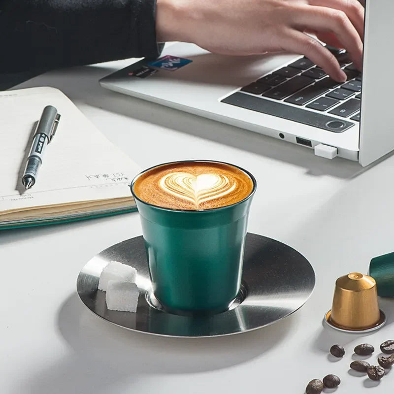 80/160ML Espresso Mugs 304 Stainless Steel Coffee Cups Insulated Double Wall Dishwasher Safe Small Capacity Insulation
