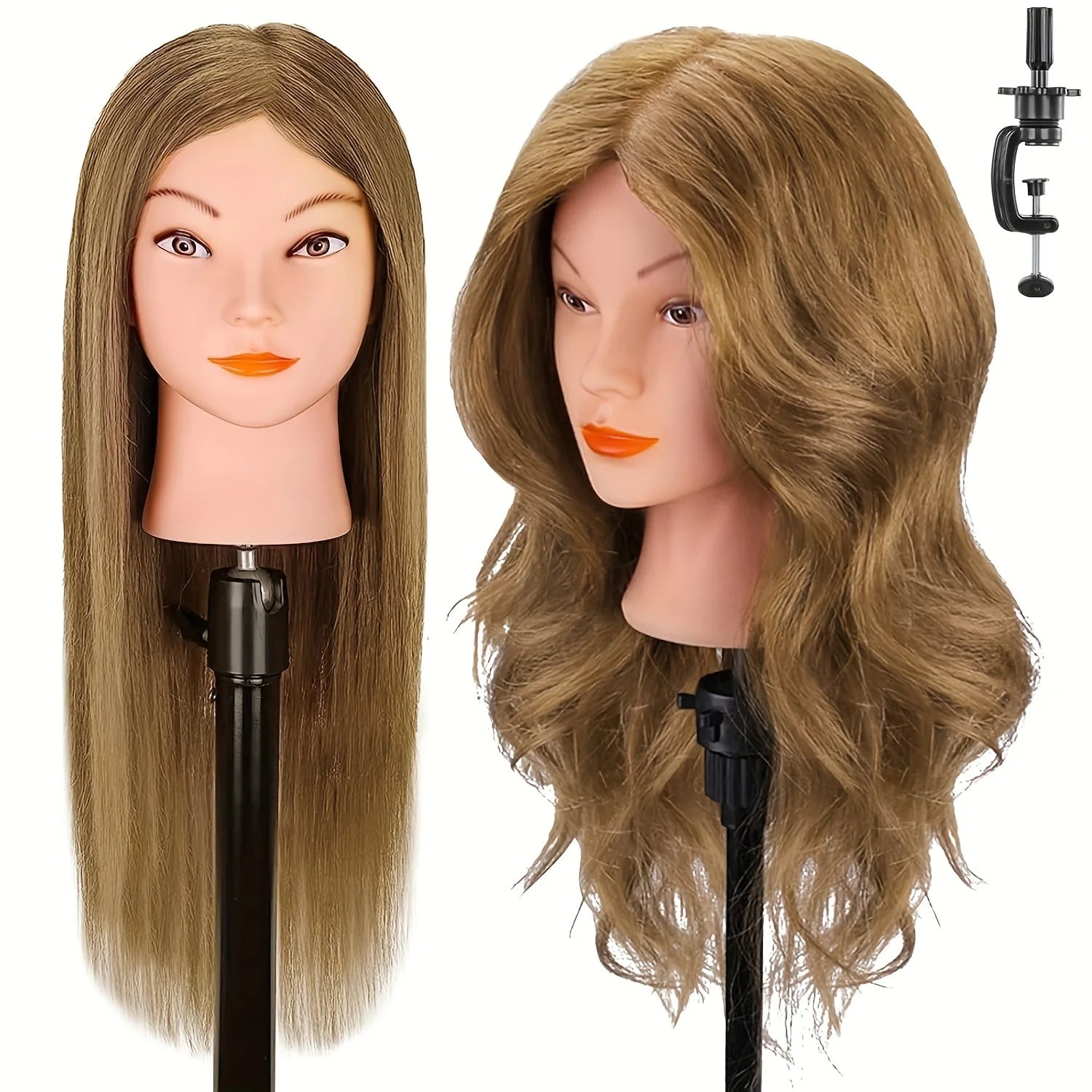 Mannequin Head Human Hair 100% Real Hair Mannequin Head For Beginners Hairdresser Manikin Doll HeadFor Hair Styling And Practice