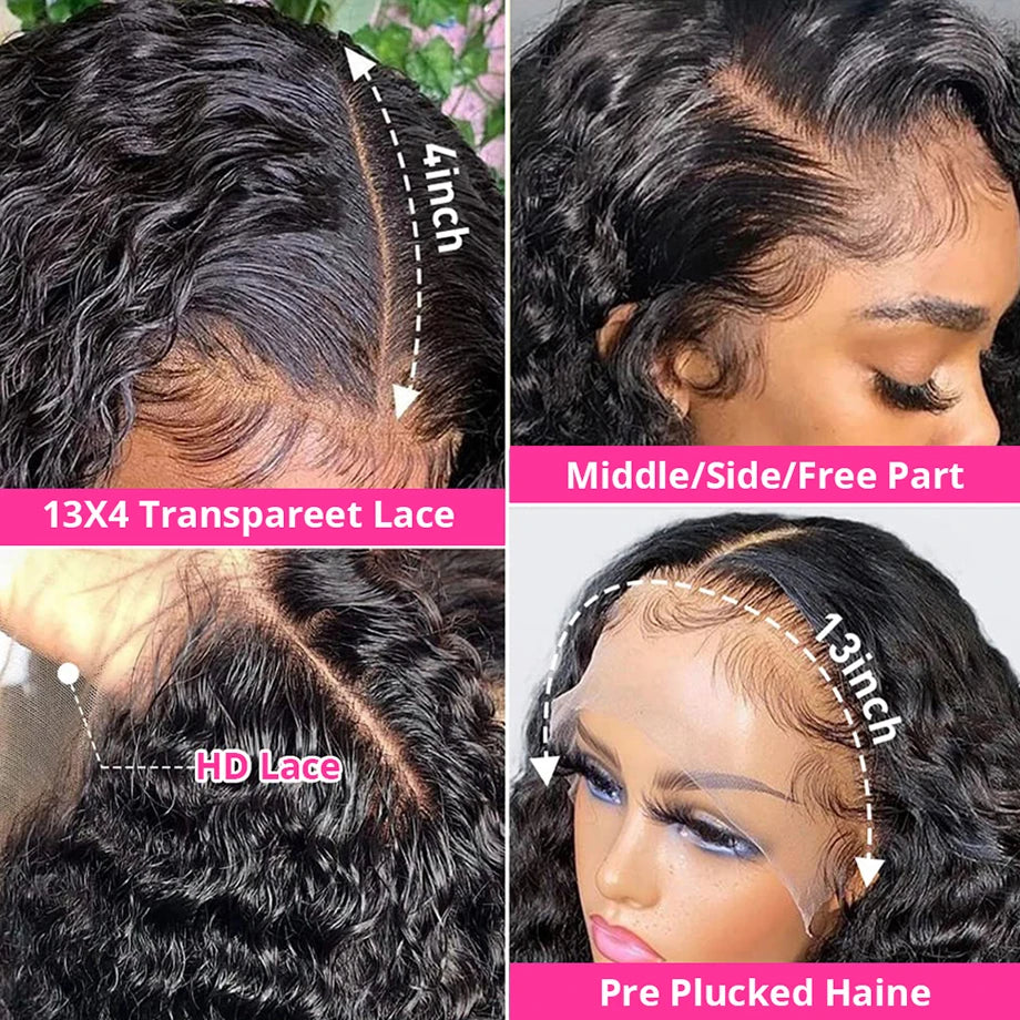 Curly Human Hair Wig Hd Lace Wig 13x6 Human Hair Wet And Wavy Lace Frontal Wig 30 40 Inch 13x4 Deep Water Wave Wigs For Woman