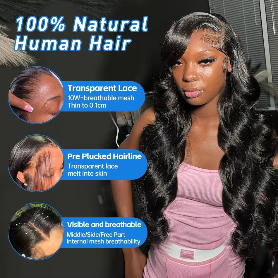 250% Remy 40 42 Inch Body Wave Lace Front Wig 13x6 Brazilian Black Wet And Wavy Hd Lace Frontal Human Hair Wigs 100% Pre Plucked