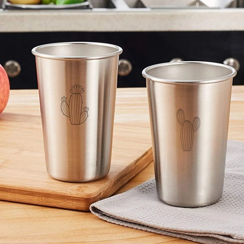 Premium Stainless Steel Cups 6 Pack Pint Cup Tumbler Metal Cups Stackable Durable Cup Chilling Beer Glasses for Travel Party