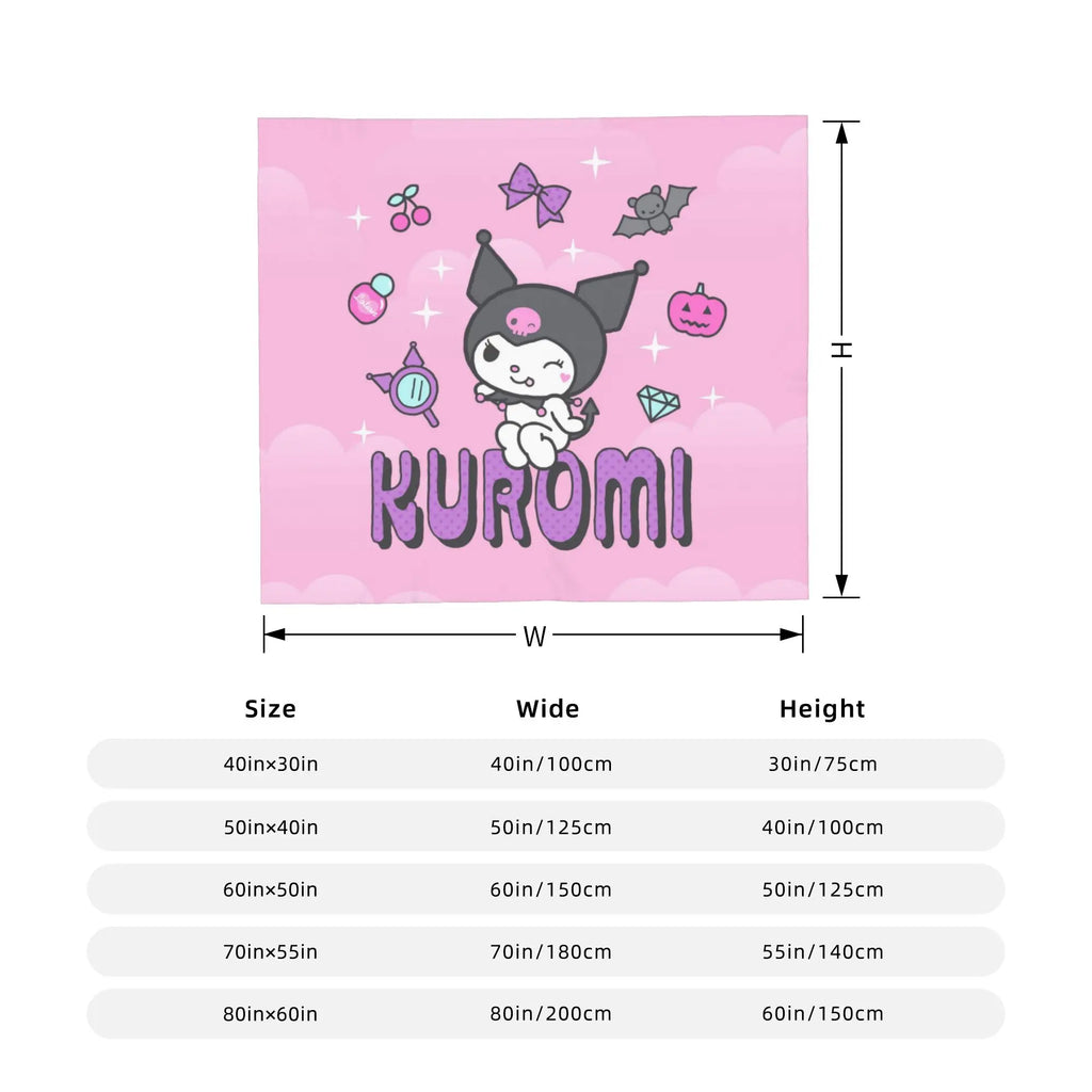 Kawaii Kuromi Anime Blanket Coral Fleece Plush  Winter  Multi-function Super Soft Throw Blankets for Home Office Bedspreads
