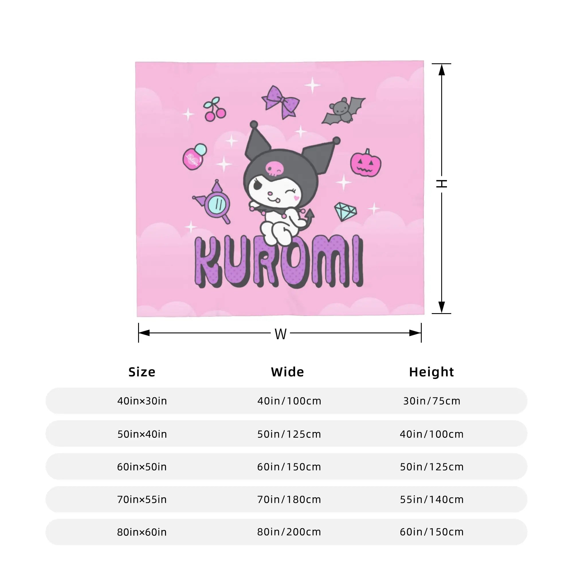 Kawaii Kuromi Anime Blanket Coral Fleece Plush  Winter  Multi-function Super Soft Throw Blankets for Home Office Bedspreads