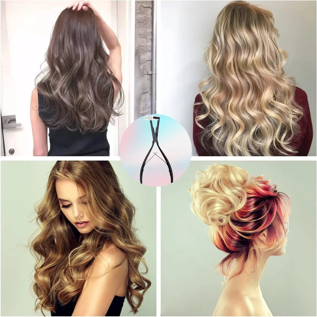 Tape in Hair Extensions Plier Black Stainless Steel Flat Surface Sealing Hair Extension Tools for Women Hair Extension Tools (Bl