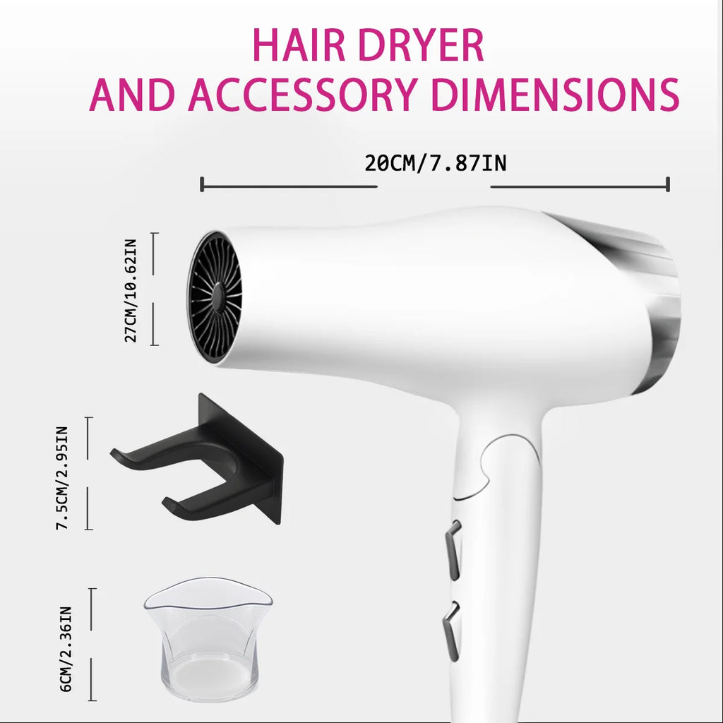 Foldable Fast Drying Hair Dryer with Diffuser for Curly Hair, Nozzle , With Hot/Warm/Cold Wind, 2 Speed Control Gentle And Safe