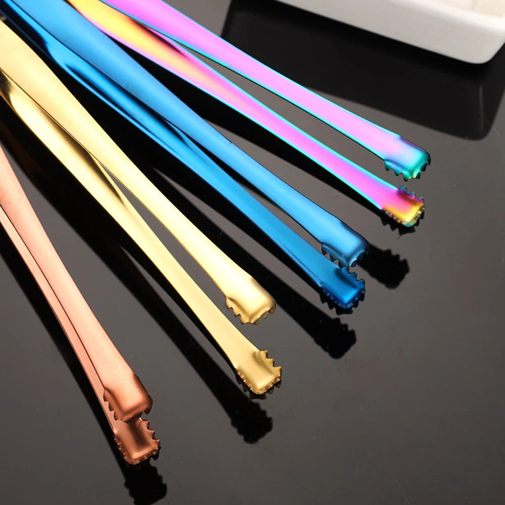 3pcs Sugars Cubes Tong Stainless Steel Ice Cubes Clip Tong Multipurpose Long Handle Tweezers Bbq Food Serving Clamp For Kitchen