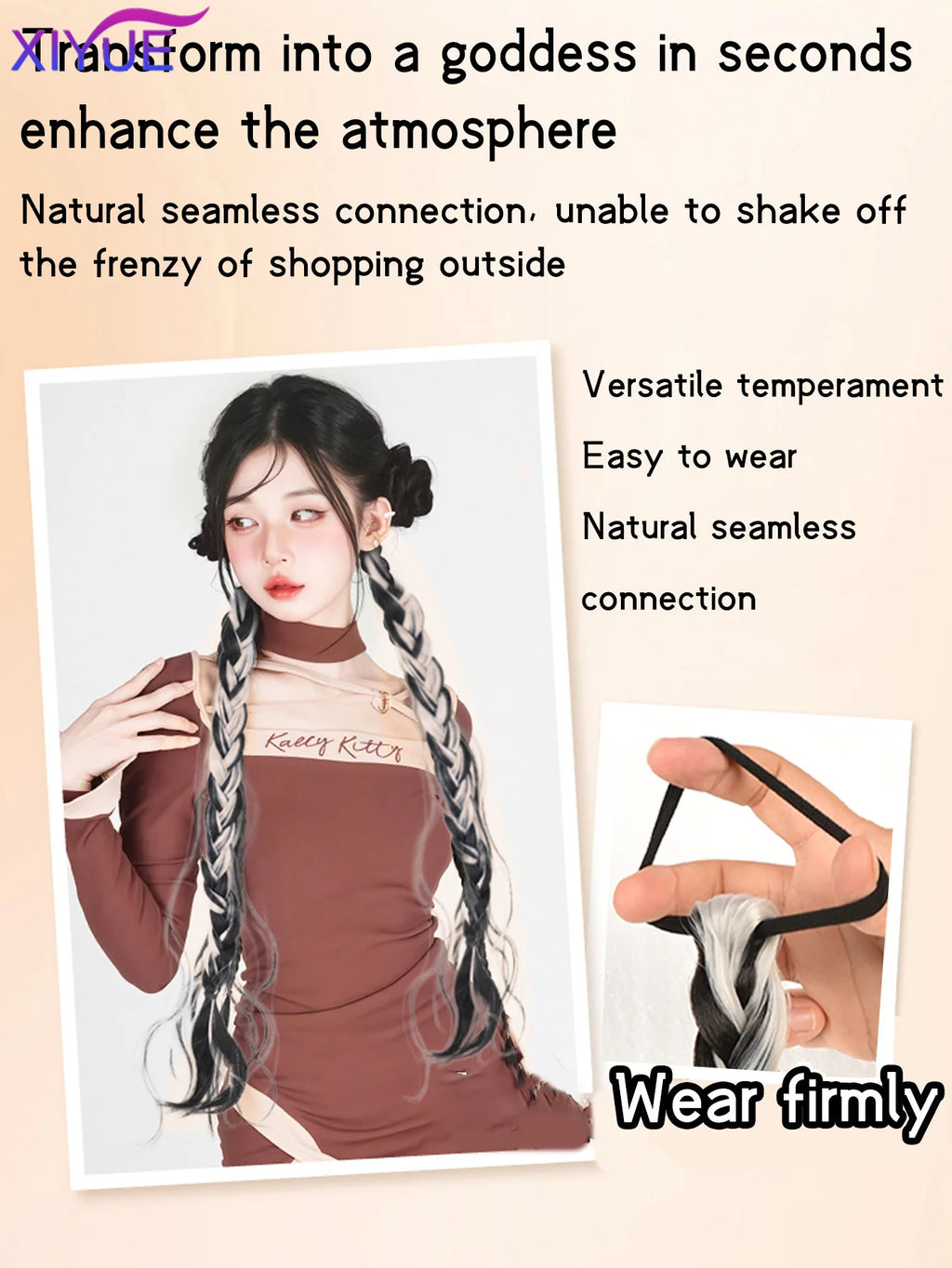 Synthetic messy braid, pink blue grey wig braid, boxer braid wig women ponytail new Chinese Fried Dough Twists long braid