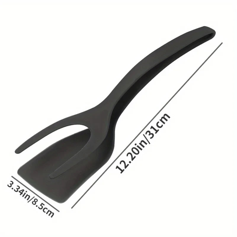 2 in 1 Omelette Shovel Clip Non Stick Silicone Spatula Tongs Pancake Toasted Bread Fried Egg Clip Beef Steak Shovel Gadget