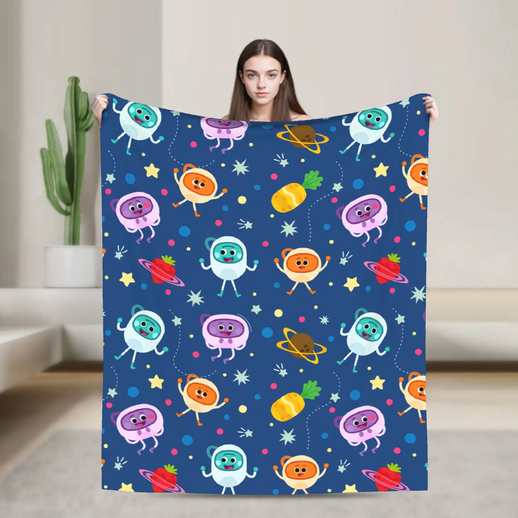 Bumble Nums Space Birthday Blankets Super Simples Airplane Flannel Throw Blanket For Couch Chair Sofa Bed Soft Warm Bedspread