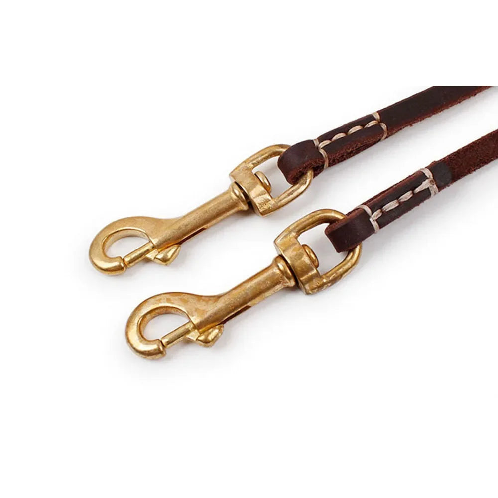 Comfort Full-Grain Leather Dog Leash Soft Genuine Leather Dog Leash for Small Medium Dogs Training Walking Running Brown Black