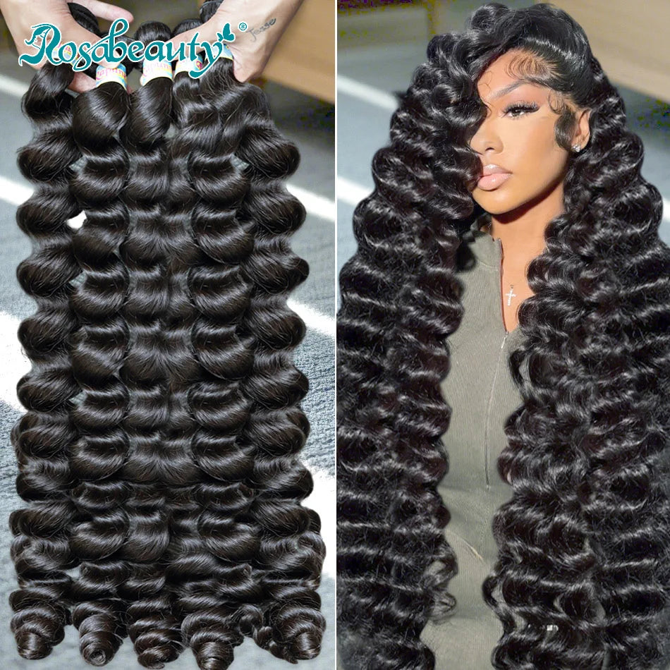 Loose Deep Wave 28 30 Inch Indian Remy Raw Virgin Unprocessed Human Hair Loose Wave Extensions 1 2 3 4 Bundles Deal