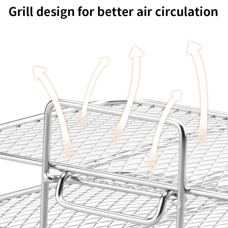 Air Fryer Rack for Ninja Air Fryer Multi-Layer Double Basket Air Fryer Accessories 304 Stainless Steel Grilling Rack Cooking